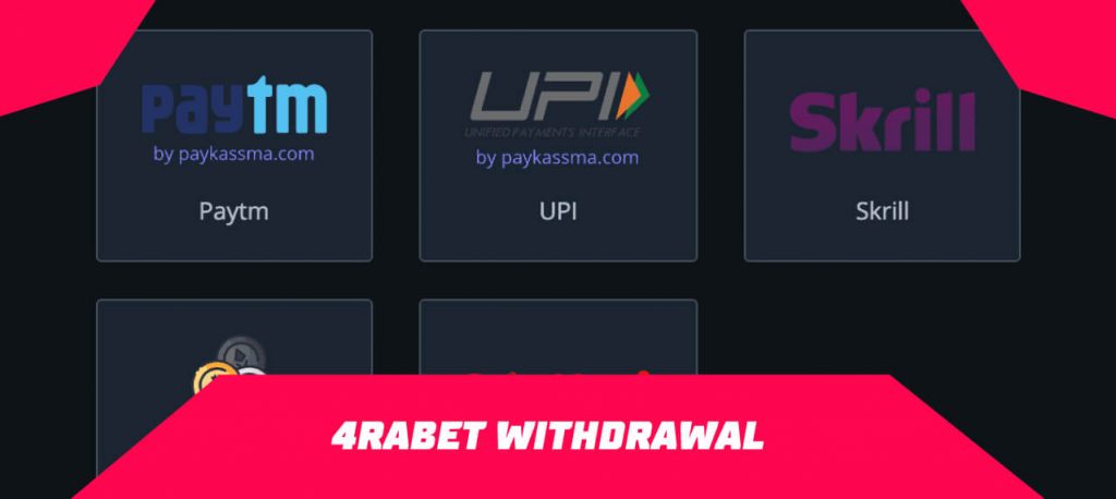4rabet withdrawal and deposit operations