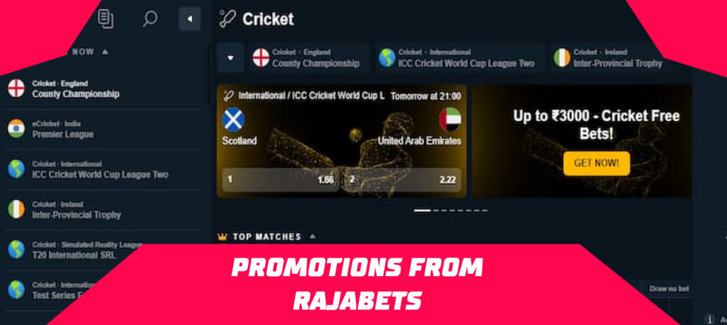 Promotions from Rajabets Bonus Code and other bonuses